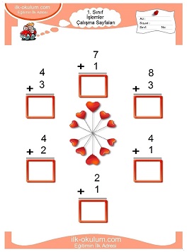 Çocuklar İçin toplam işlemi yaprak testleri 